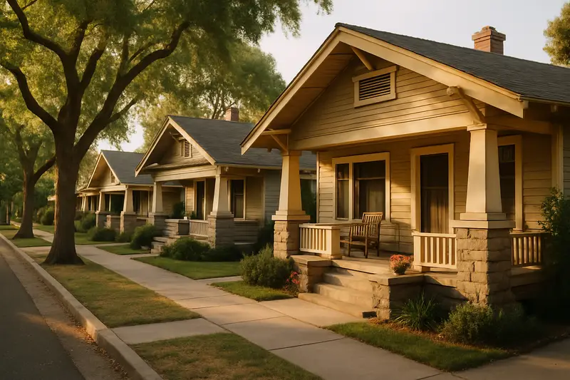 Early-1900s cottages with front porches in Old Towne Orange