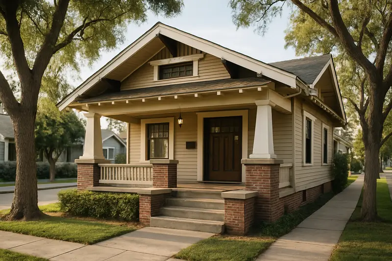 1920s craftsman bungalow with a front porch in Santa Ana
